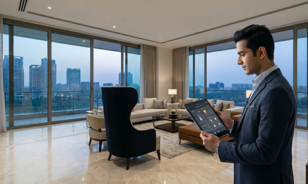 Smart home technology in luxury apartment Gurugram - premium 4BHK homes for HNI buyers Delhi NCR 2026 - Khushi Housing