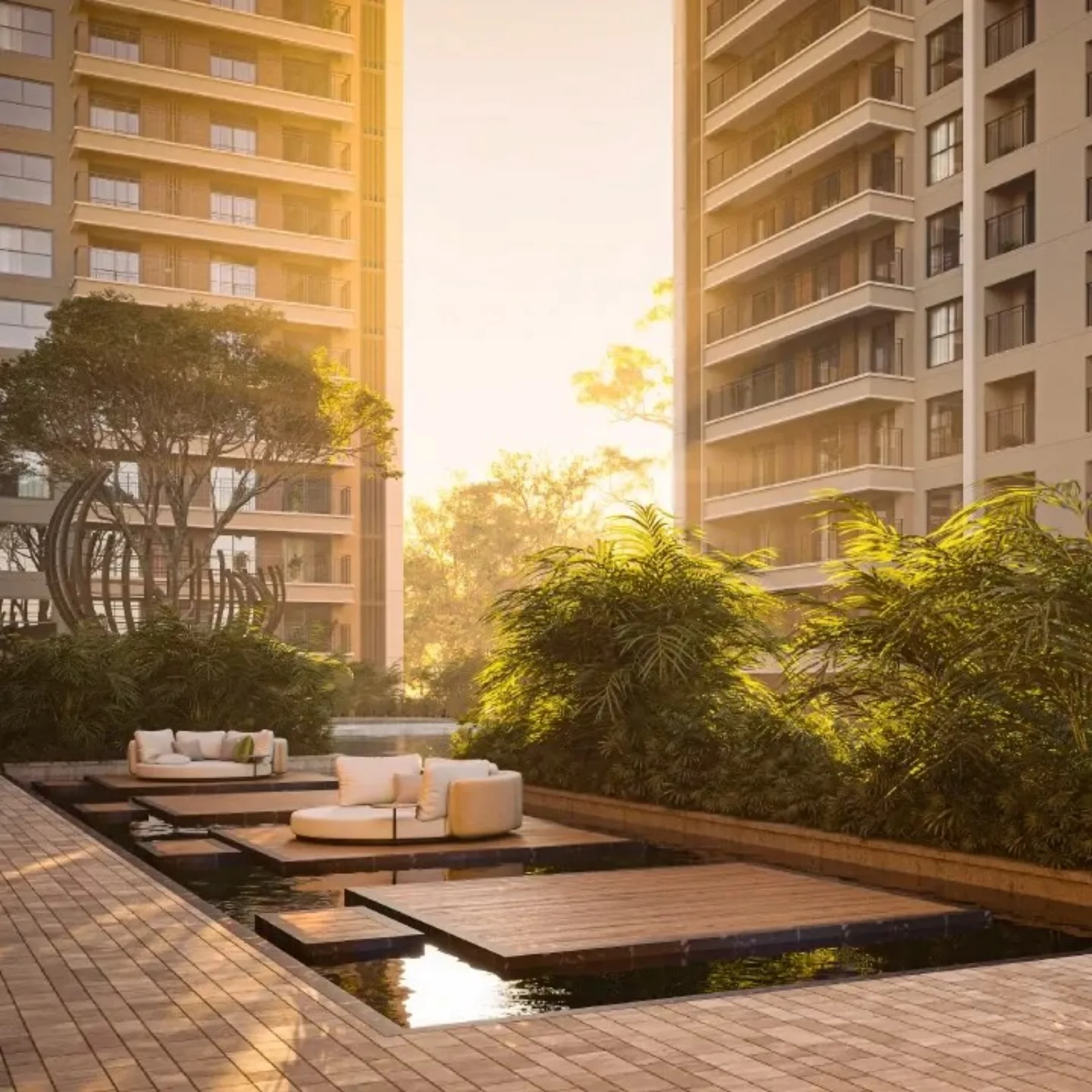 Sobha Crescent — podium amenities and pool